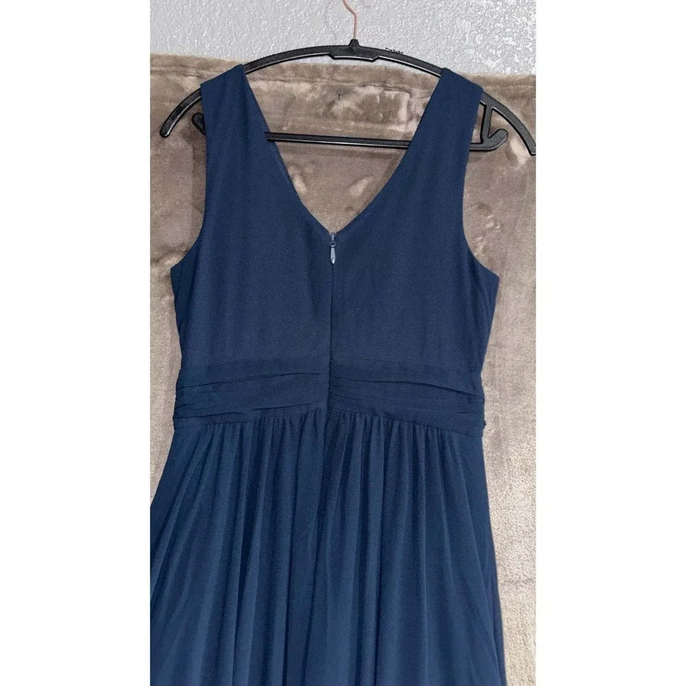 Lulus Thoughts of Hue Surplice Maxi Dress Womens Medium Navy Blue Fully Lined
